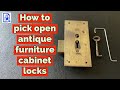 753. How to pick open antique cabinet-bureau-wardrobe-desk-furniture locks &amp; take a look inside one