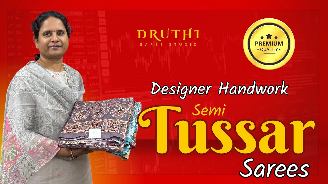 Exclusive Semi Tusser Sarees | Beautiful Hand Knot Work Designs @ Druthi Sarees Hyderabad