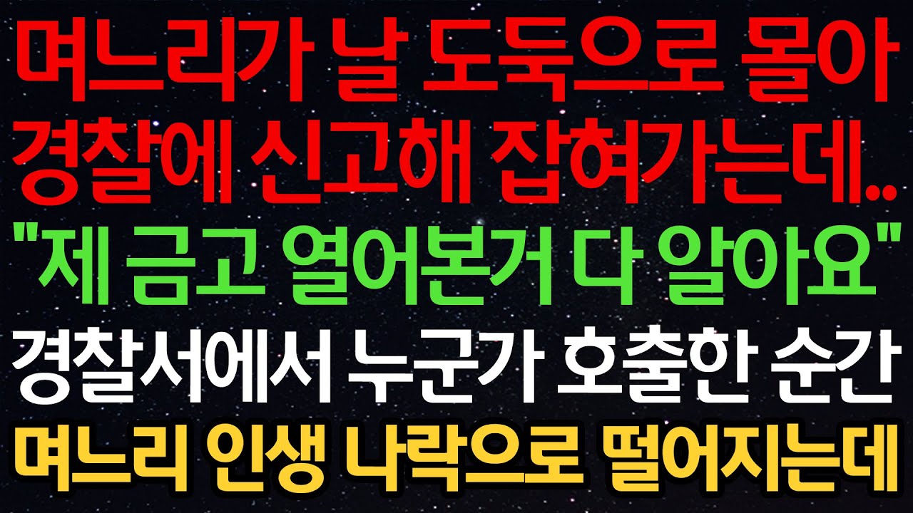 실화사연-며느리가 날 도둑으로 몰아 경찰에 신고해 잡혀가는데.. “제 금고 열어본거 다 알아요” 경찰서에서 누군가 호출한 순간 며느리 인생 나락으로 떨어지는데