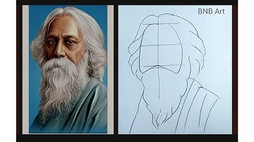 How to Draw Rabindranath Tagore / Easy Rabindranath Tagore Drawing Tutorial for Beginners..