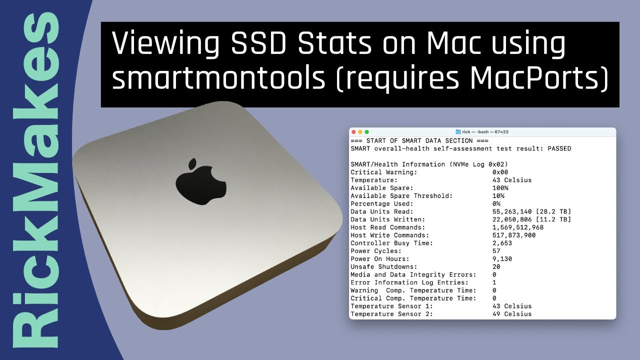 Viewing SSD Stats on Mac using smartmontools (requires MacPorts) - YouTube