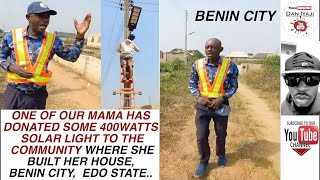 ONE OF OUR MAMA HAS DONATED 400WATTS SOLAR LIGHT TO THE COMMUNITY SHE BUILT HER HOUSE, BENIN CITY