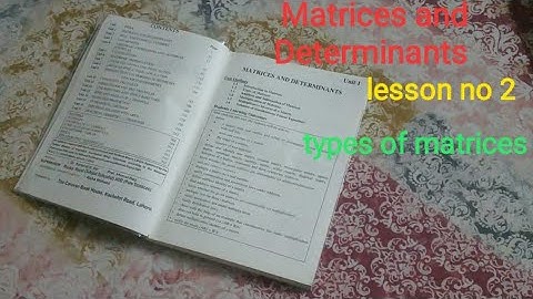 Class 9 Unit1 Matrix and determinants-Lesson:2 -types of matrices