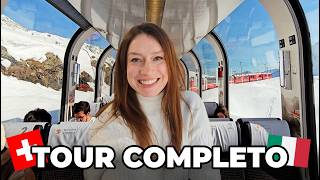 O TREM DE NEVE MAIS BONITO DO MUNDO: VIAGEM NO TREM BERNINA EXPRESS PANORÂMICO  Suíça → Itália