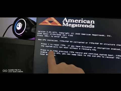 New CPU installed, fTPM NV Corrupted; y/n BitLocker, fTPM record key dissable