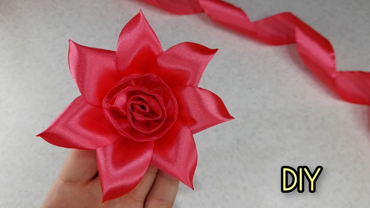 DIY | How to make a ribbon flower | easy to make a ribbon flower - YouTube