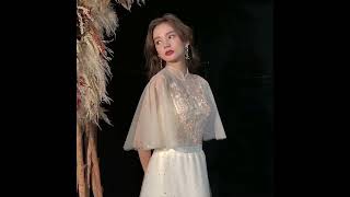 Elegant Floor-Length Champagne Tulle Evening Dress Back Half Sleeves Formal Dress With Sequines