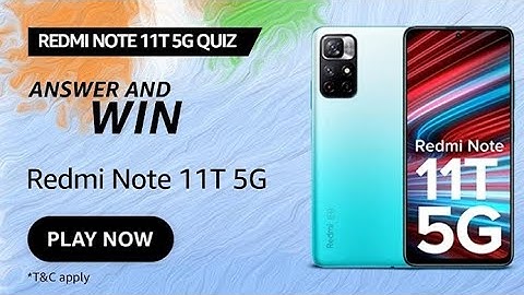Amazon Redmi Note 11T 5G Quiz Answers Today | 16 January 2022 | Daily QuizTime