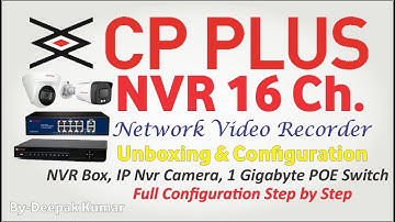 CP Plus 16 Ch IP NVR and Camera Unboxing and Full Configuration with 8 Port POE Switch