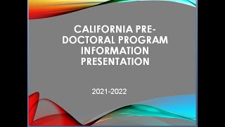 Sally Casanova Pre-Doctoral Scholarship Program Presentation