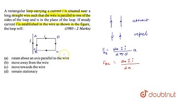 A rectangular loop carrying a current ` i` is situated near a long straight wire such that the