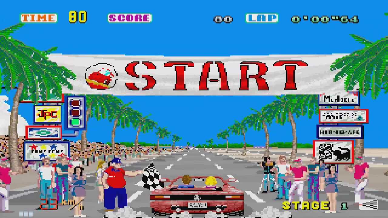 1987 Outrun Passing Breeze Arcade Old School Game Playthrough Retro 