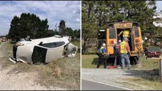 8 students injured in hit-and-run school bus crash; driver arrested