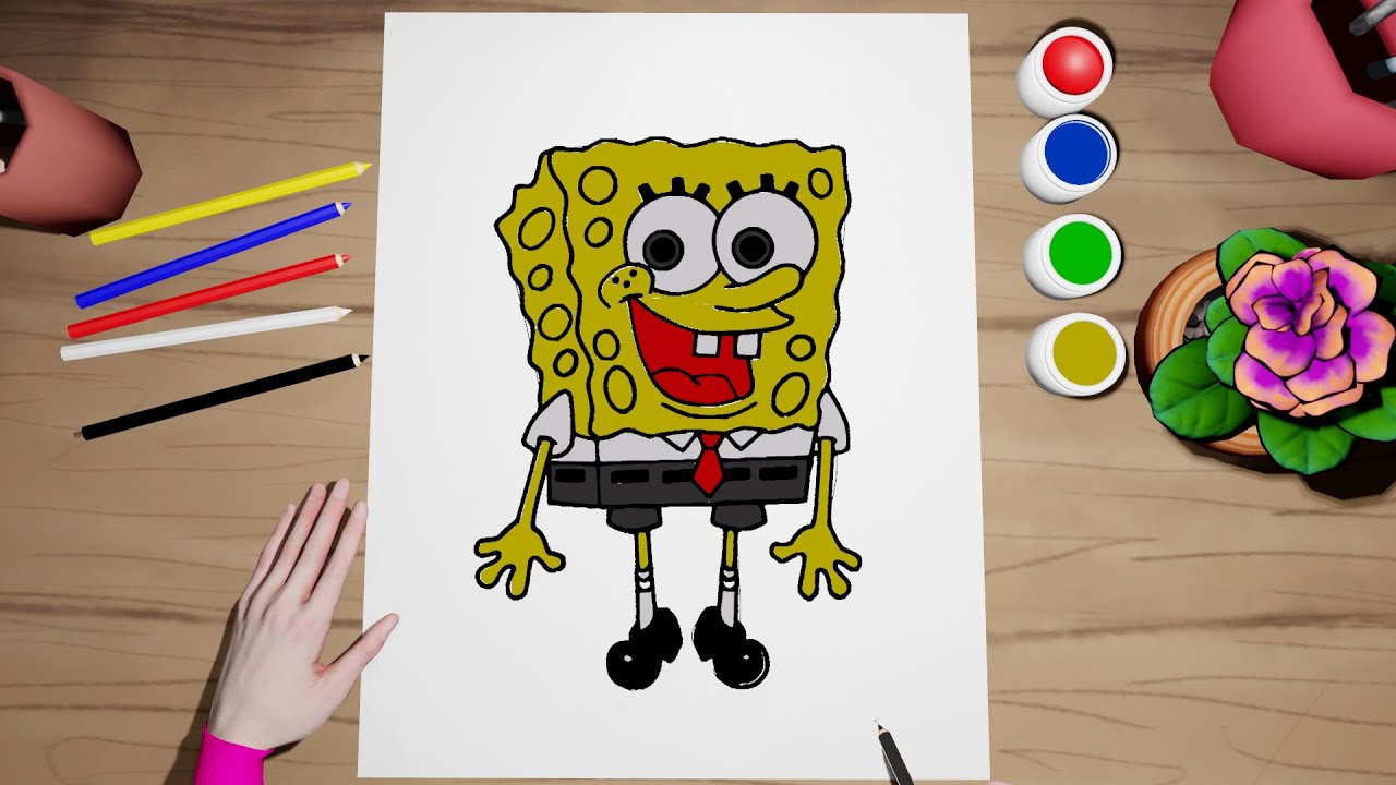 Learn to Drawing And Coloring SpongeBob: Step by Step Tutorial for Kids ...