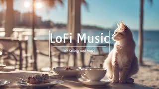 Lo-Fi Bossa Nova Beach Cafe | sound of waves | Beats to study and work with cat
