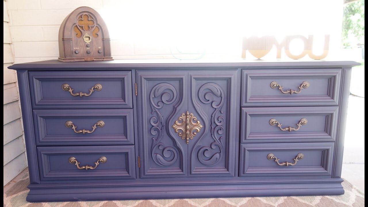 Furniture Makeover Do it yourself 9 Drawer Navy Blue Dresser YouTube