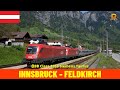 Cab ride innsbruck  feldkirch chemin de fer de larlberg autriche vue du conducteur de train 4k