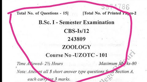BSC 1st semester Zoology question paper | jammuuniversity