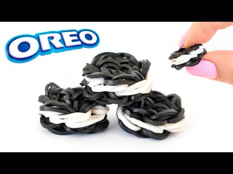 ПЕЧЕНЬЕ ОРЕО из резинок на станке. Миниатюра для кукол из резинок | OREO Rainbow Loom Bands