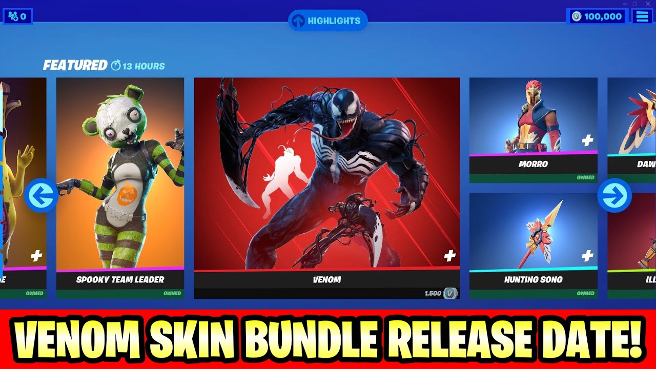 Venom Skin Bundle Release Date In Fortnite Item Shop Youtube
