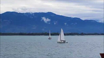 Alpine views across Lake Constance from Lindau, Germany