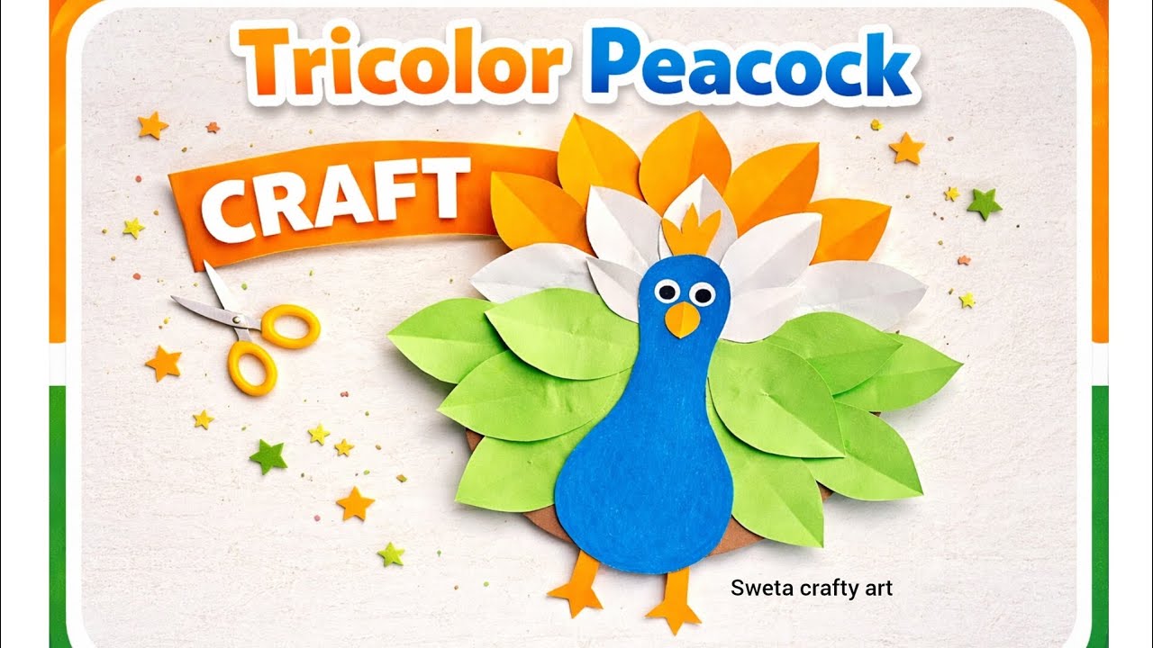 Трехцветный павлин 🇮🇳 | Простой бумажный павлин ко Дню независимости | Детская поделка