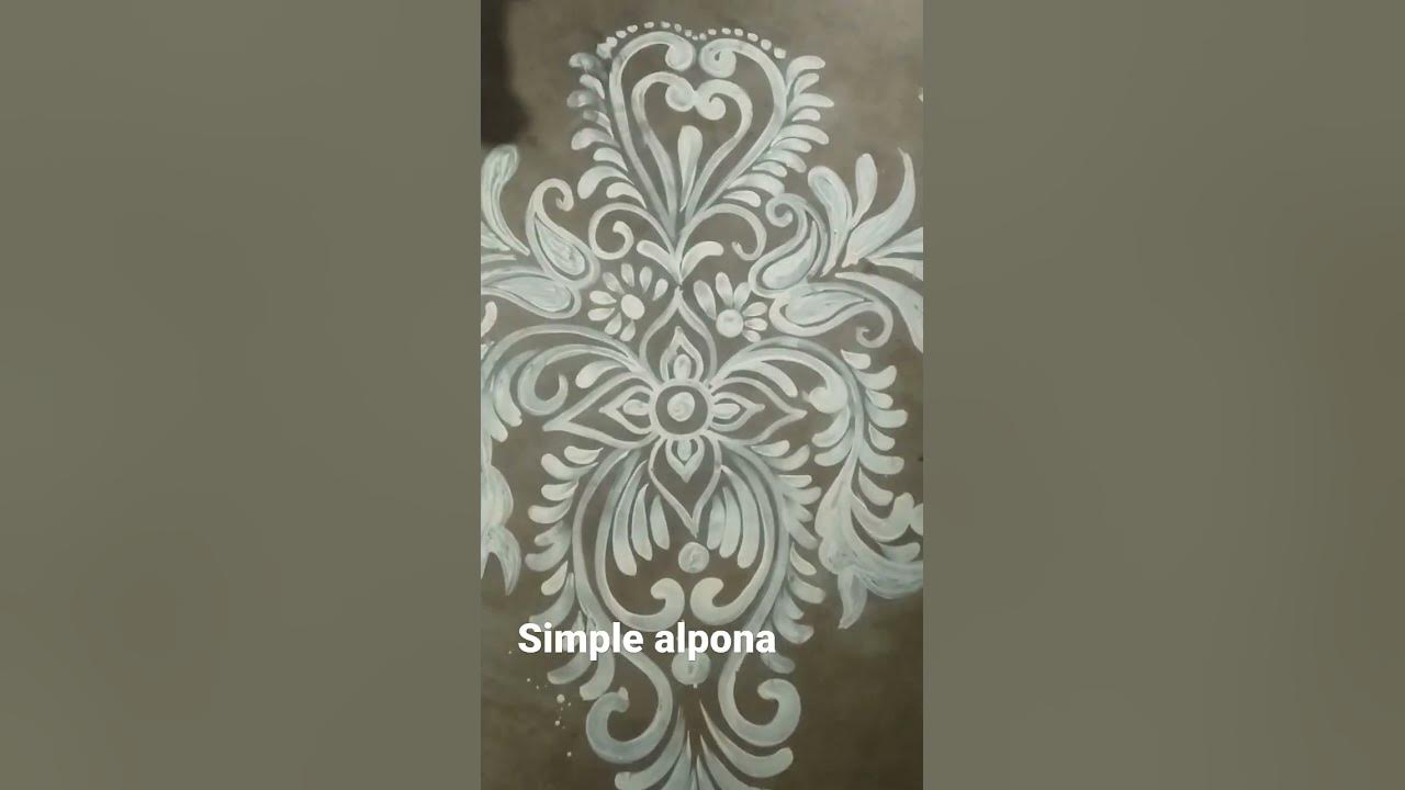 simple floor alpona desing - YouTube