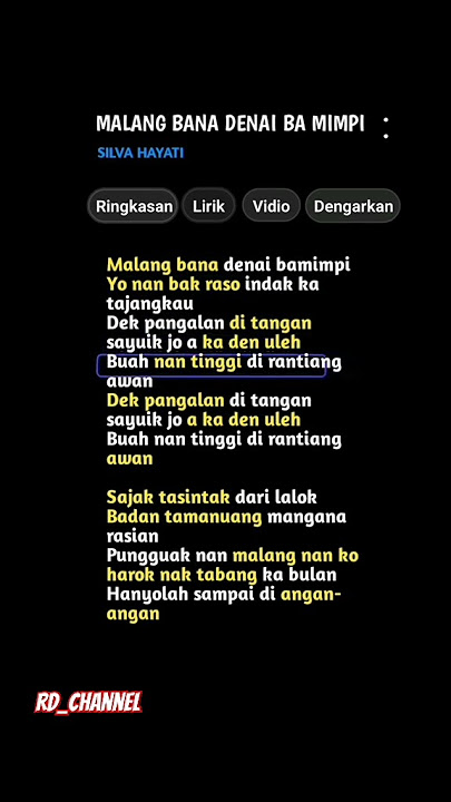 Lirik Malang Bana Denai Ba Mimpi