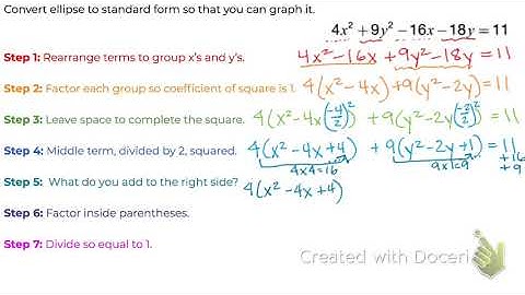 Convert ellipse equation to standard form