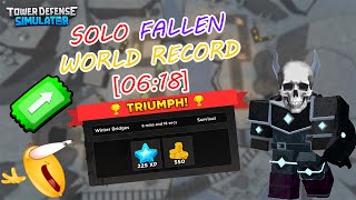 [06:18] SOLO FALLEN SPEEDRUN WORLD RECORD!!! | Tower Defense Simulator