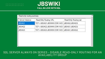 SQL Server Always On Series- Disable Read-Only Routing for an Availability Group @jbswiki #alwayson