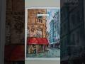 Watercolor painting of the cafe le dante  tape peeling process 100storefronts watercolorpainting