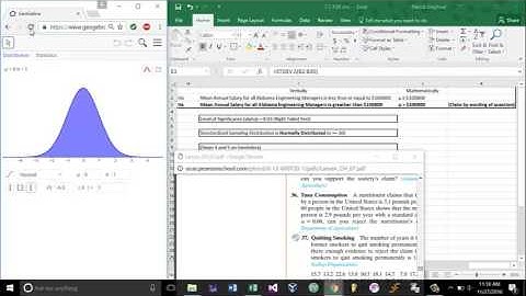 Hypothesis Testing (Large Sample) Example with Geogebra