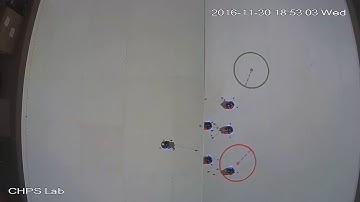 Overhead Video of a Human Controlling a Robot Swarm