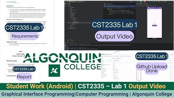 Student Work(Android)|CST2335 – Graphical Interface Programming Lab 1 Output Video|Algonquin College