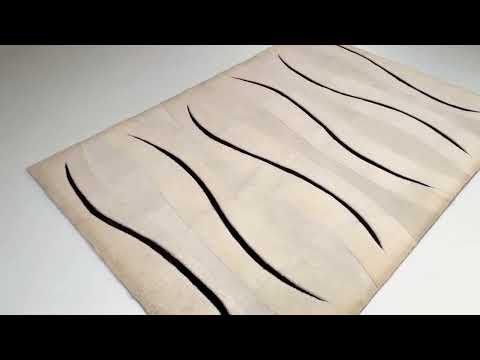 Cream Sheepskin Rug with Striped Pattern Rug — review video cover image
