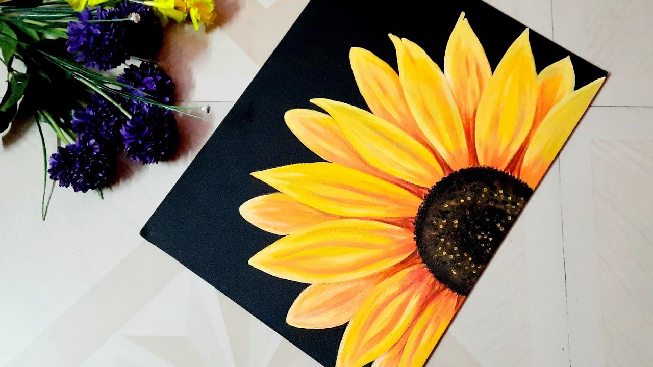 Sunflower Painting By Acrylic Colour Step By Step Sunflower Painting Sunflower Painting By Acrylic Colour Step By Step Sunflower Painting