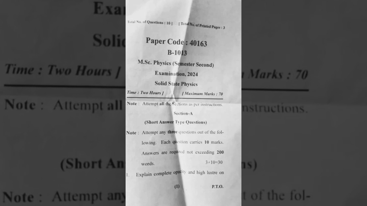 mjpru msc physics sem2 solid state physics 2024 question paper 