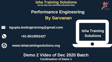 Performance Engineering Demo 2 Video 10th Dec. Pls contact / whatsapp us on +91-8019952427 to enroll