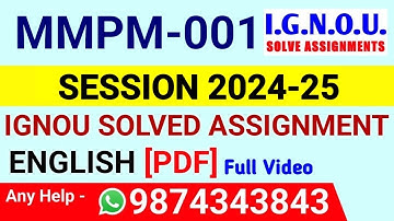 MMPM 1 Solved Assignment 2024-25 English, MMPM 1 Solved Assignment 24-25, MMPM-001 Assignment