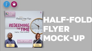 Half fold, bifold flyer mockup: How to use Pixellab to create half fold/bifolded flyer mock-up.