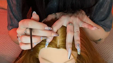 ASMR Scalp Check Hair Parting One Nail Scratch ( 2Ver. Inaudible Whisper / No Talking )
