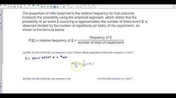 Math 14 5.1 Objective 1: Use a simulate random process of rolling a single die to find Proportions