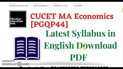 CUCET MA Economics Latest Syllabus 2022 || Complete Details || Download Now