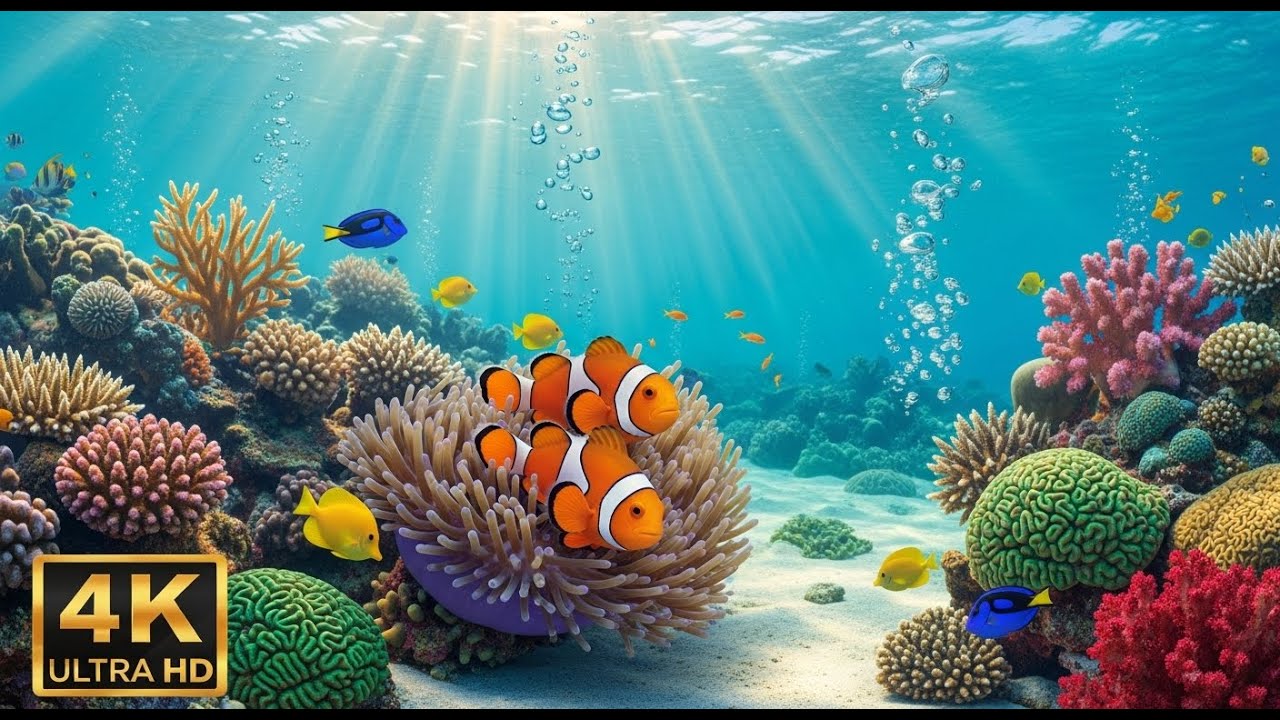 🐠 4K Coral Reef Aquarium – Peaceful Underwater Scenes with Meditation Music