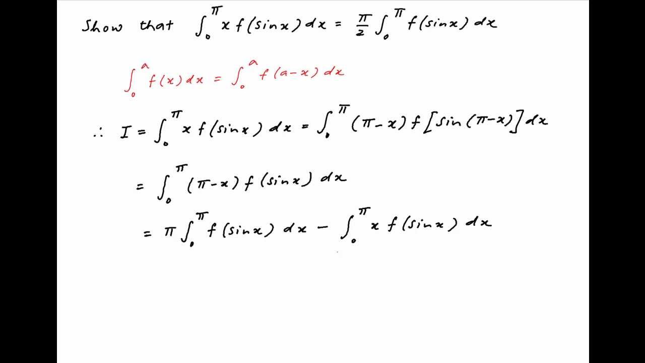 Find the definite integral of xf(sinx) between the limits