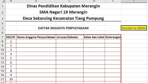3.  Membuat Sheet Anggota Perpustakaan Berbasis Excel