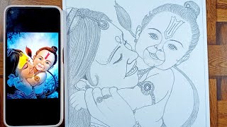 How To Draw Hanuman Ji With Anjani Mata ❤️ || Drawing Outline Full tutorial Video