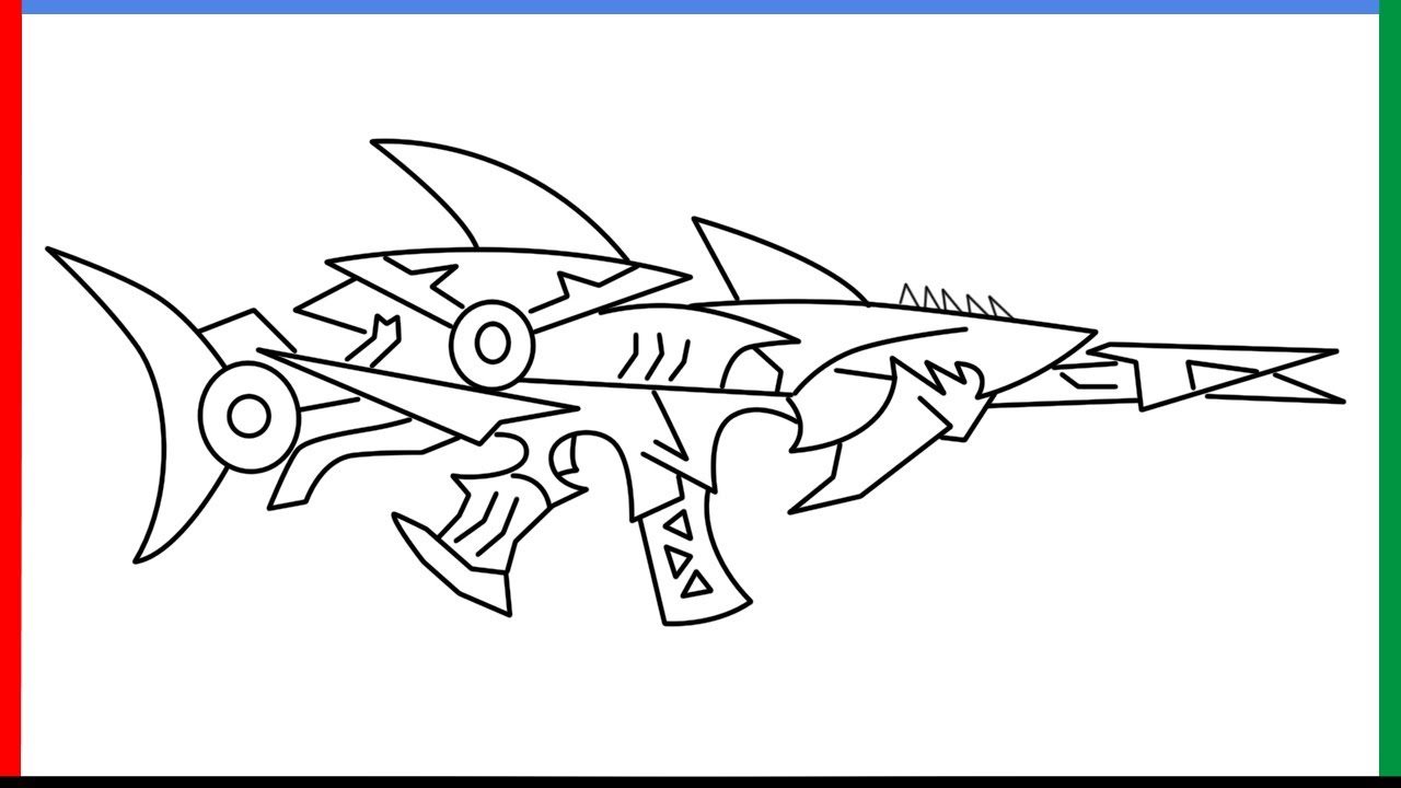 How To Draw Free Fire Scar Megalodon Alpha Gun step by step for beginners 