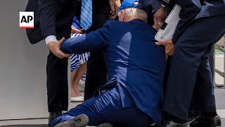 Biden addresses Air Force grads, falls after speech